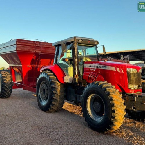 Trator agrícola massey Ferguson 7219 com carreta bazuca 15000